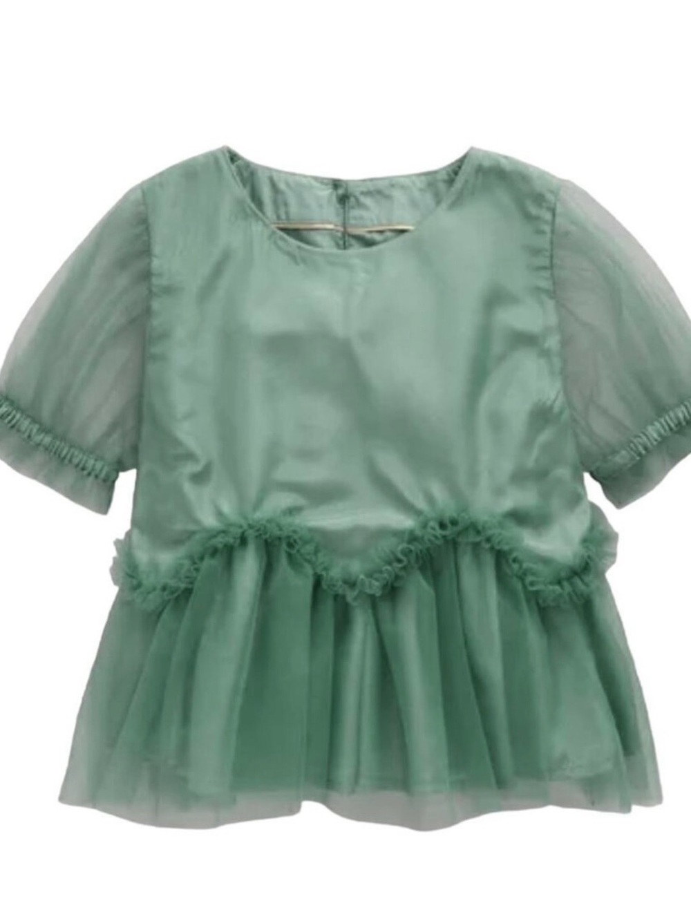 Mini Boden Girls' Sage Green Tulle Peplum Top